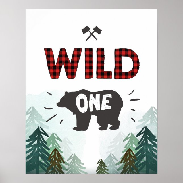 Lumberjack Wild One Forest Trees Wild One Sign (Front)