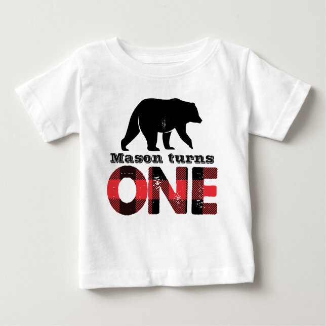 Lumberjack Wilderness Boys First Birthday Shirt (Front)