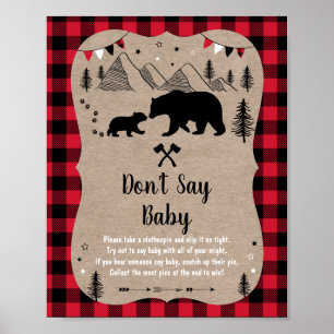 Lumberjack Woodland Bear Don't Say Baby Game Poster