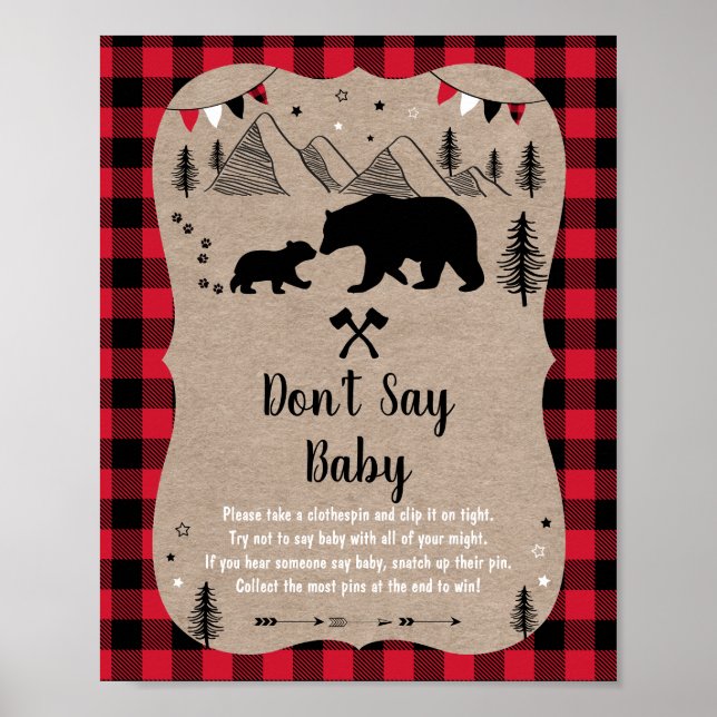 Lumberjack Woodland Bear Don't Say Baby Game Poster (Front)