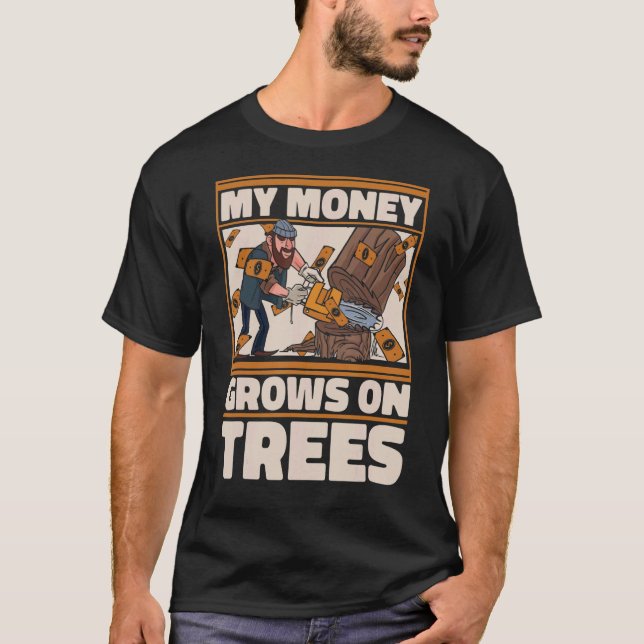 Lumberjack Woodworker Axe Chainsaw T-Shirt (Front)