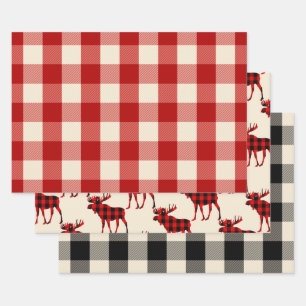 Lumberjack Wrapping Paper Flat Sheet Set of 3