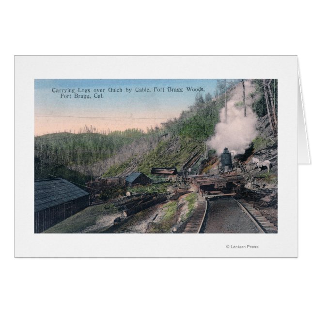Lumberjacks Carrying Logs over Gulch by Cable (Front Horizontal)