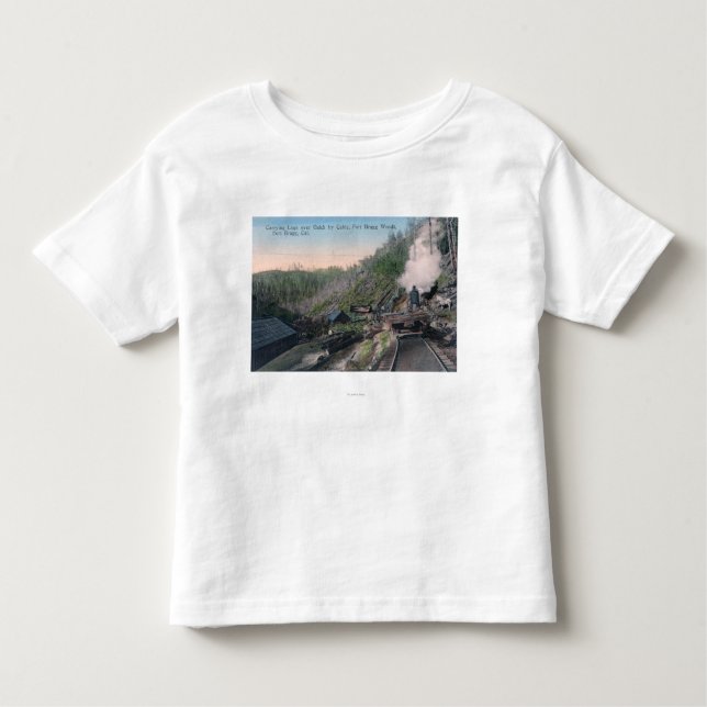 Lumberjacks Carrying Logs over Gulch by Cable Toddler T-Shirt (Front)