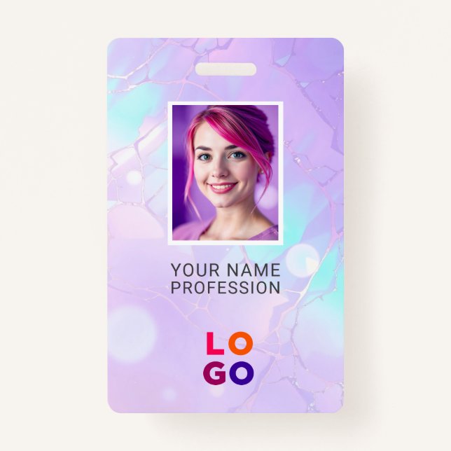 Lumina Opal Business Logo, Photo, Qr Code, Name ID ID Badge (Front)