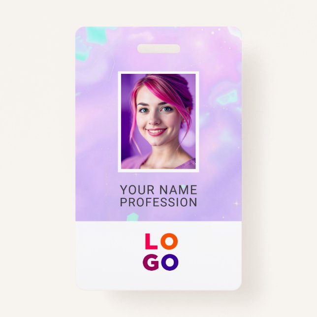 Lumina Opal Business Logo, Photo, Qr Code, Name ID ID Badge (Front)