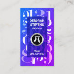 Luminescent Blue Mathematical Numbers Math Tutor Business Card<br><div class="desc">A creative luminescent blue math numbers design. The transparent layer at the centre houses all the details with your prestigious name and job title at the top. This is followed by a faux silver "pi" logo you can use alongside the contact details. Overleaf, in a white cover, the silver logo...</div>