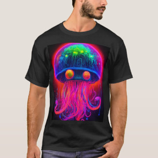 "Luminescent Dance: Jellyfish on Pale Black Pape T-Shirt