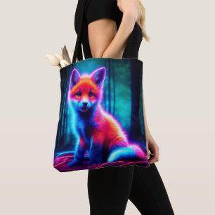 Luminescent fox animal deep dark woodland tote bag