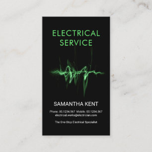 Luminescent Green Electrical Wave Electrician Business Card