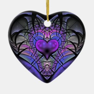 Luminescent Heart Fractal Tree Ornament