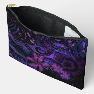 Luminescent Purple Tribal Plumeria Cosmetic Bag – 