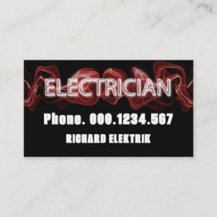 Luminescent Red Electric Lightning Electrician Business Card