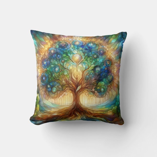 Luminescent Tree of Life reversible design Cushion (Front)