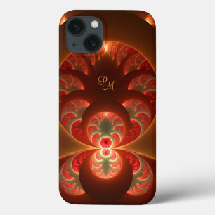 Luminous abstract modern Fractal Art Initials iPhone 13 Case