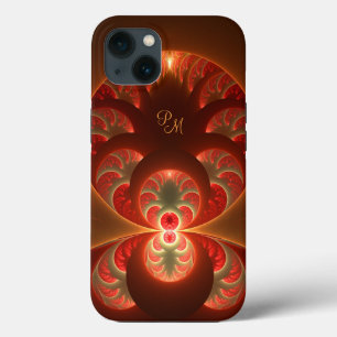 Luminous abstract modern Fractal Art Initials iPhone 13 Case