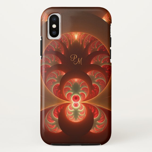 Luminous abstract modern Fractal Art Monogram Case-Mate iPhone Case (Back)