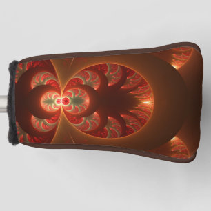 Luminous Abstract Modern Orange Red Fractal Art Golf Head Cover