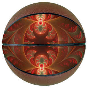 Luminous Abstract Modern Orange Red Fractal Basketball