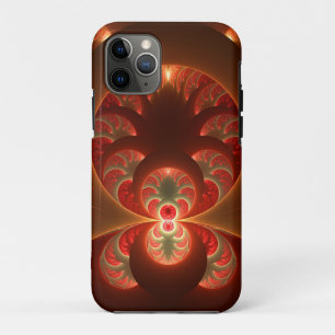 Luminous abstract modern orange red Fractal iPhone 11 Pro Case