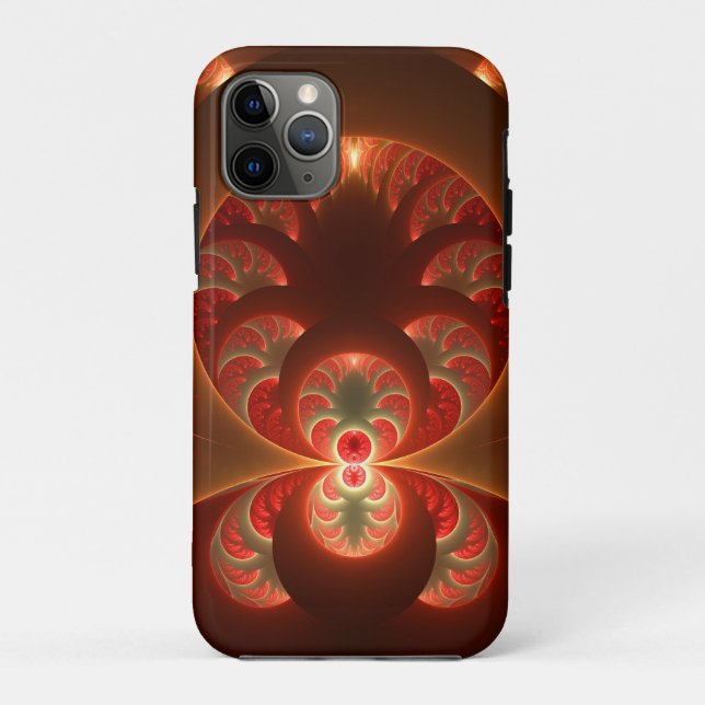 Luminous abstract modern orange red Fractal Case-Mate iPhone Case (Back)