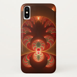 Luminous abstract modern orange red Fractal iPhone X Case