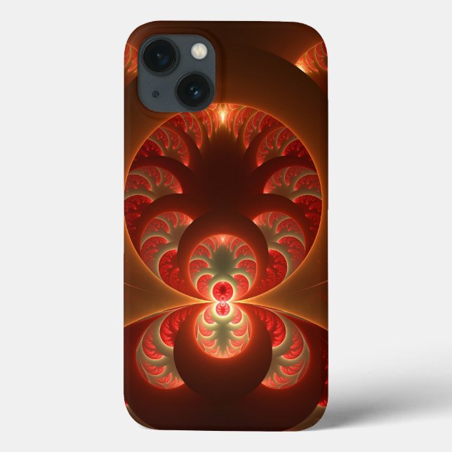Luminous abstract modern orange red Fractal Case-Mate iPhone Case (Back)