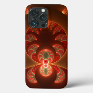 Luminous Abstract Modern Orange Red Fractal iPhone 13 Pro Case