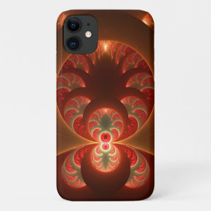 Luminous abstract modern orange red Fractal iPhone 11 Case