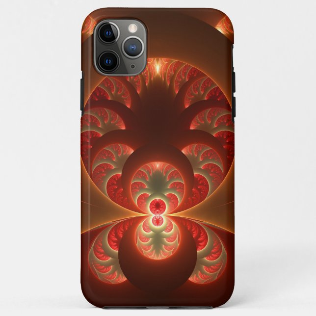 Luminous abstract modern orange red Fractal Case-Mate iPhone Case (Back)