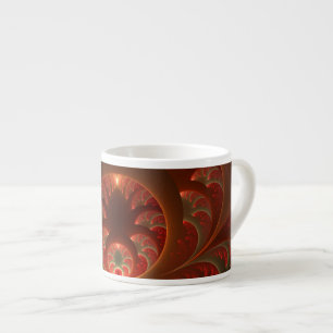 Luminous Abstract Modern Orange Red Fractal Espresso Cup