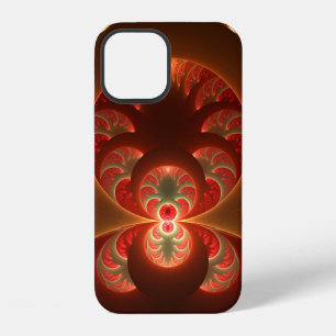 Luminous Abstract Modern Orange Red Fractal iPhone 12 Case