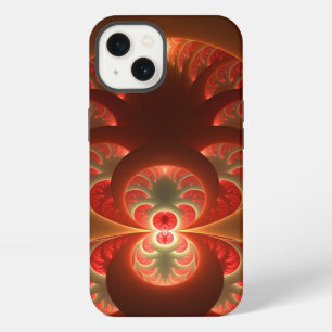 Luminous abstract modern orange red Fractal iPhone 13 Case