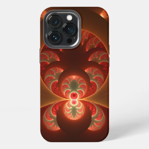 Luminous Abstract Modern Orange Red Fractal iPhone 13 Pro Case