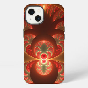 Luminous Abstract Modern Orange Red Fractal iPhone 13 Case