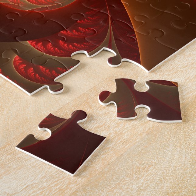 Luminous abstract modern orange red Fractal Jigsaw Puzzle (Side)