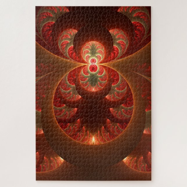 Luminous abstract modern orange red Fractal Jigsaw Puzzle (Vertical)