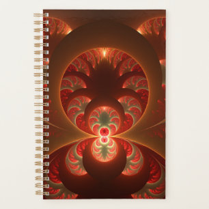 Luminous Abstract Modern Orange Red Fractal Planner