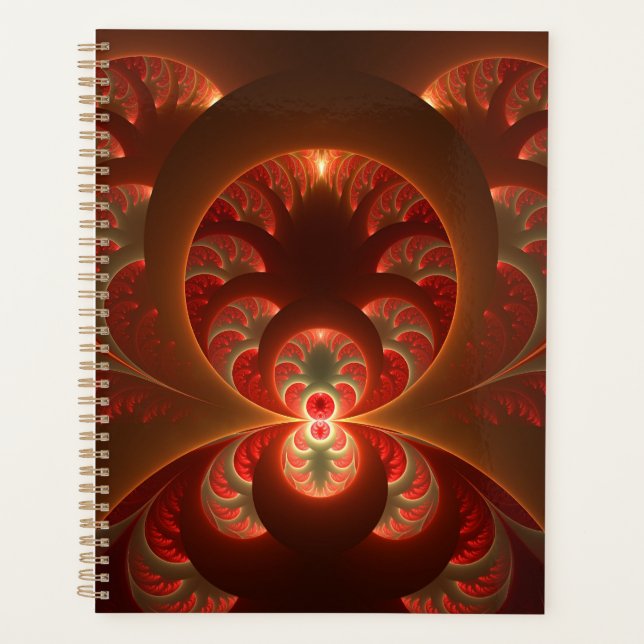 Luminous Abstract Modern Orange Red Fractal Planner (Front)