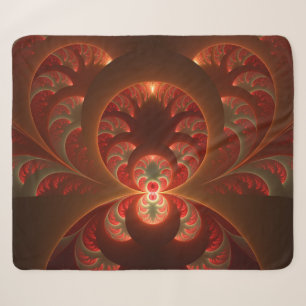 Luminous abstract modern orange red Fractal Sherpa Blanket