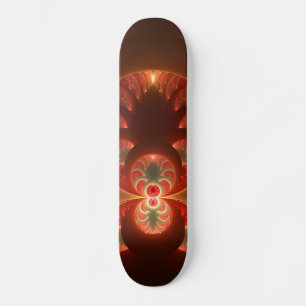 Luminous abstract modern orange red Fractal Skateboard