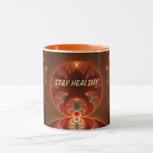 Luminous Abstract Modern Orange Red Fractal Text Mug