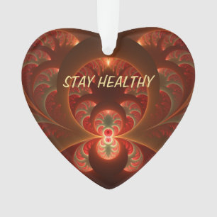 Luminous Abstract Modern Orange Red Fractal Text Ornament