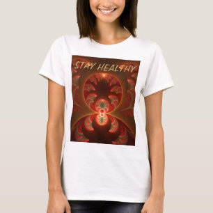 Luminous Abstract Modern Orange Red Fractal Text T-Shirt