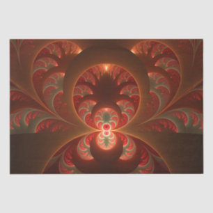 Luminous abstract modern orange red Fractal Tissue Paper