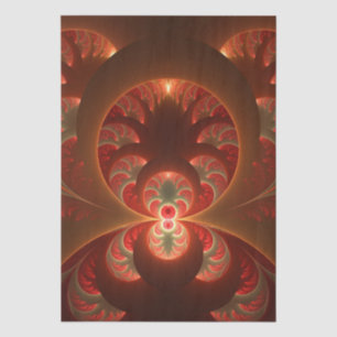 Luminous abstract modern orange red Fractal Tissue Paper
