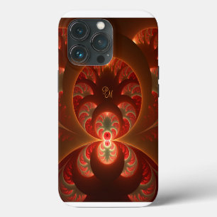 Luminous Abstract Orange Red Fractal Art Initials iPhone 13 Pro Case