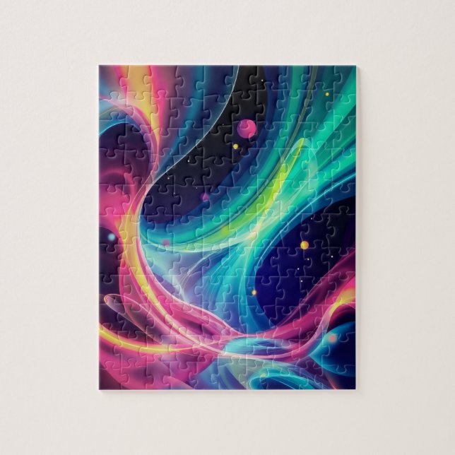 Luminous Abstract Swirls- Vibrant Cosmic Energy Jigsaw Puzzle (Vertical)