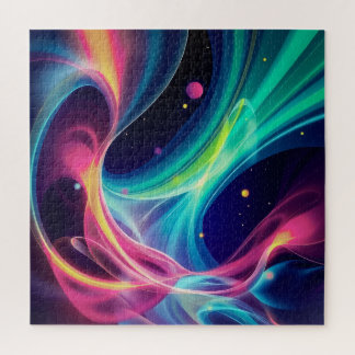 Luminous Abstract Swirls - Vibrant Cosmic Energy  Jigsaw Puzzle