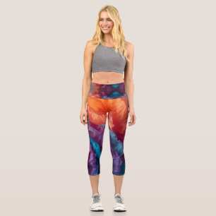 Luminous Abstract Tissue Paper Layers Capri Leggings